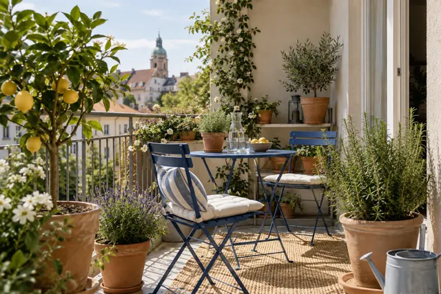 mediterraner balkon – KI-Illustration